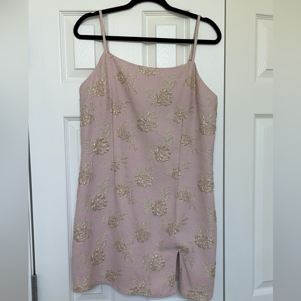 Party-Starter Lavender Pink Floral Jacquard Mini Dress - Picture 9 of 12